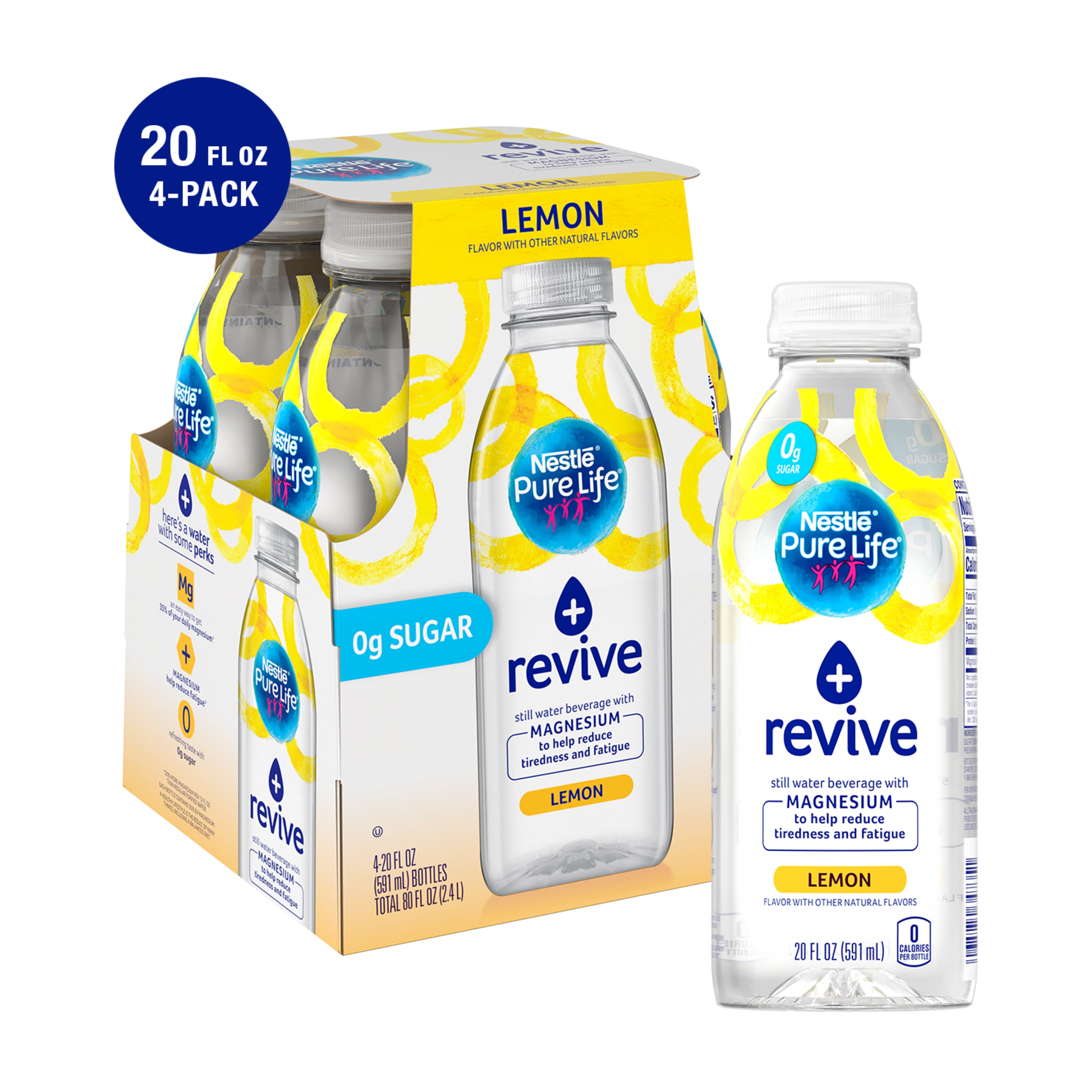 Onrechtvaardig Sovjet tuberculose Nestle Pure Life + revive with Magnesium (lemon flavor) 20 Fl. Oz. (4 Pack)  - Walmart.com