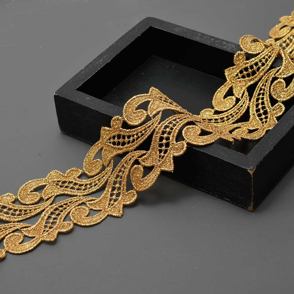 Metallic Silver Lace Trim - 2-1/4 Inch Wide By 1 Yard For Sewing & Crafts