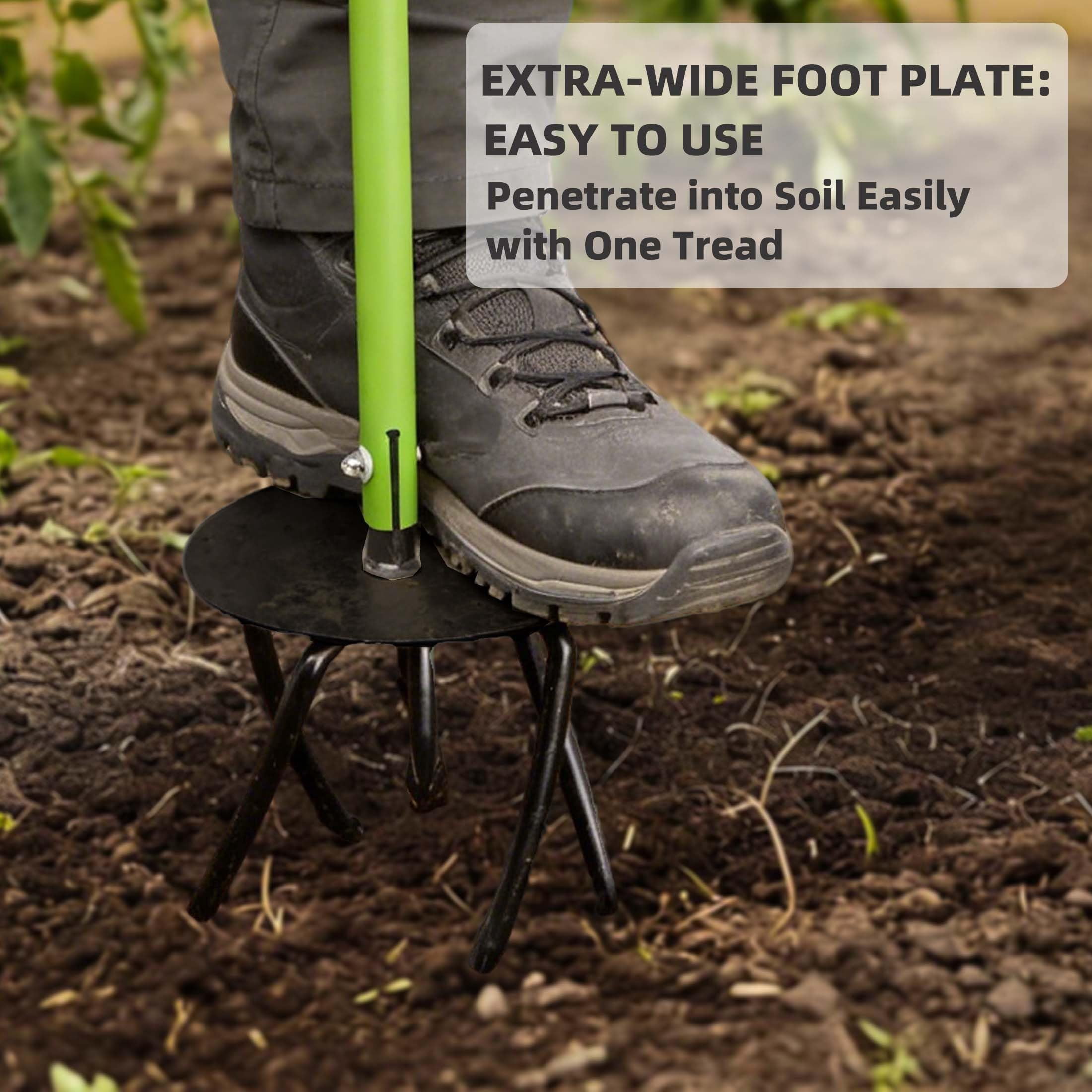 Hand Tiller Cultivator  Manual Twist With Arrow Tines Extra-wide Foot Plate Tills Effortlessly For Gardening Soil Loosening Flower Beds & Raised