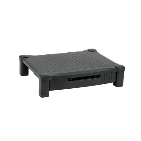 Mind Reader - Monitor Stand, Storage Drawer, Desktop Organizer, Laptop Riser, Office, 17.25"L x 13.25"W x 4"H - Black