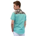 thumbnail image 3 of MODA NOVA Big & Tall Men's Floral Print Pocket Button Down Hawaiian Shirt Sky Blue 38, 3 of 3