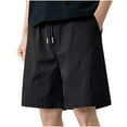 thumbnail image 2 of lkfuzj Men's Summer Drawstring Running Shorts Solid Colour High Waistband Lightweight Loose Straight Leg Pants with Pocket Trendy Casual Outdoor Hiking Sweat Shorts, 2 of 6