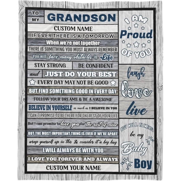 LHSHID ersonalized Grandson Name Blanket from Grandma Grandpa Custom Boy Name Gift Super Soft Lightweight Lions Throws Summer Travel Blankets Birthday Present Decor Bed Sofa