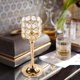 thumbnail image 4 of Candelabro de metal de cristal Oro Elegante candelita Votive Soporte para bodas Decoración del hogar Centro de mesa 3 tamaños 8x8x16cm 8x8x21cm 8x8x26cm Cuentas de cristal transparente Decoración de, 4 of 6