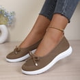 thumbnail image 2 of Women's Lightweight Knit Slip On Walking Shoes Comfortable Low Top Wedge Loafers Breathable Non Slip Ballet Flats Brown Size 6, 2 of 5
