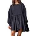 thumbnail image 4 of xiaxaixu Surdimensionné Sweat-Shirt Robe Patchwork Manches Longues Col Rond Mini Robe Pull Tops, 4 of 6