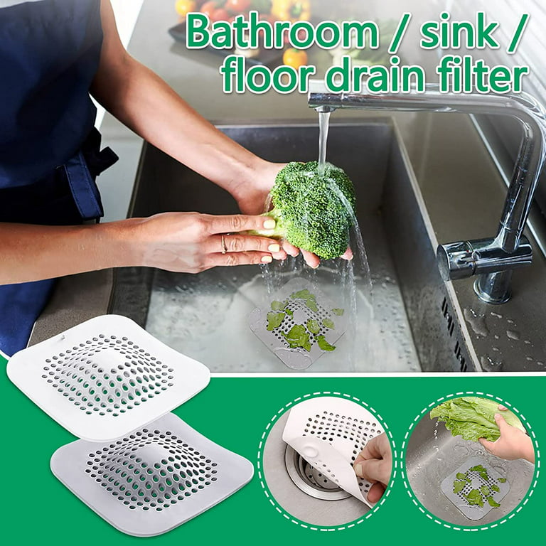 Shower Hair Drain Catcher, 4 PCS Raised Square Shower Drain Covers with  Suction Cup, Silicone Drain Hair Catcher Hair Stopper Drain Cover for  Bathroom