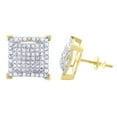 thumbnail image 2 of Halo Jewelers 0.13 Carat (Ctw) 10k Yellow Gold Round Cut Natural Diamond Square Frame Mens Stud Earrings | H-I Color, I2 Clarity, 1/8 CT Screw Back Earrings, 2 of 6