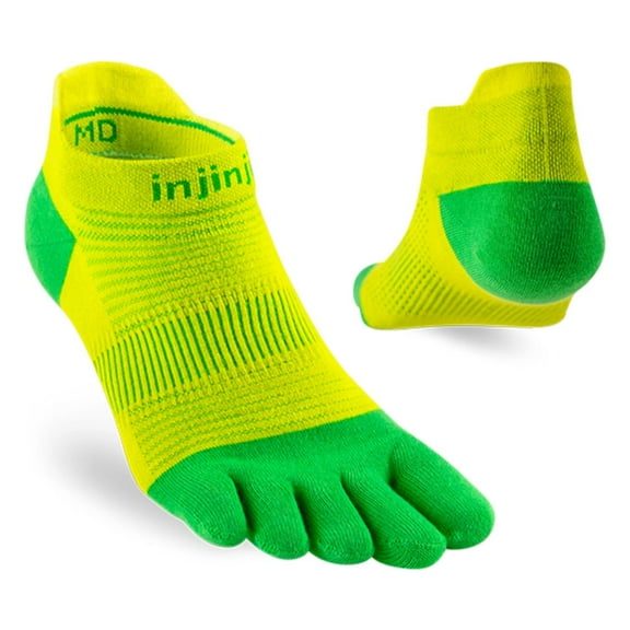 Injinji Unisex Run Lightweight No-Show Toe Socks, Clover, Medium