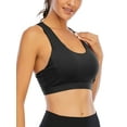thumbnail image 4 of SHCKE Women's Medium Support Sports Bras Cross Back Yoga Bra Wide Hem Activewear Tops With Removable Cup, 4 of 6