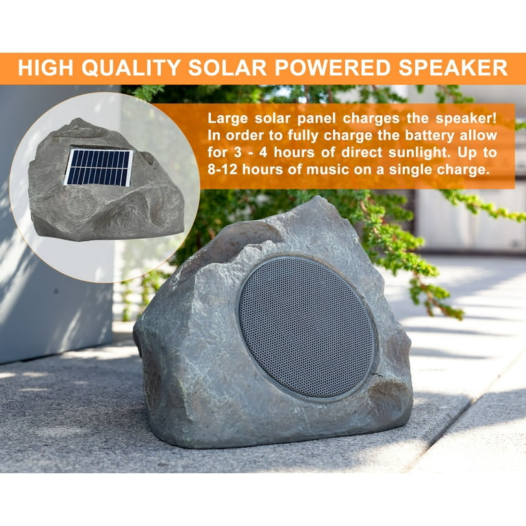 Outdoor Rock Speaker Solar-Powered Wireless Bluetooth 5.0 Dual Speakers