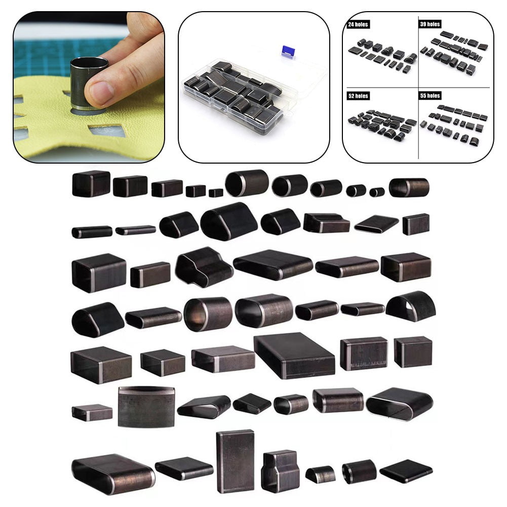 24/39/52/55 Pcs Hollow Punch Cutter Tools Kit Stainless Steel Leather Punching Die Cutting Mold Manual Hole Puncher Set