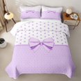 thumbnail image 2 of Erosebridal Kawaii Ribbon Heart Quilt Full, Purple Princess Polkadots Full Bedspread Sets for Girls Teens, 3-Piece, 2 of 7