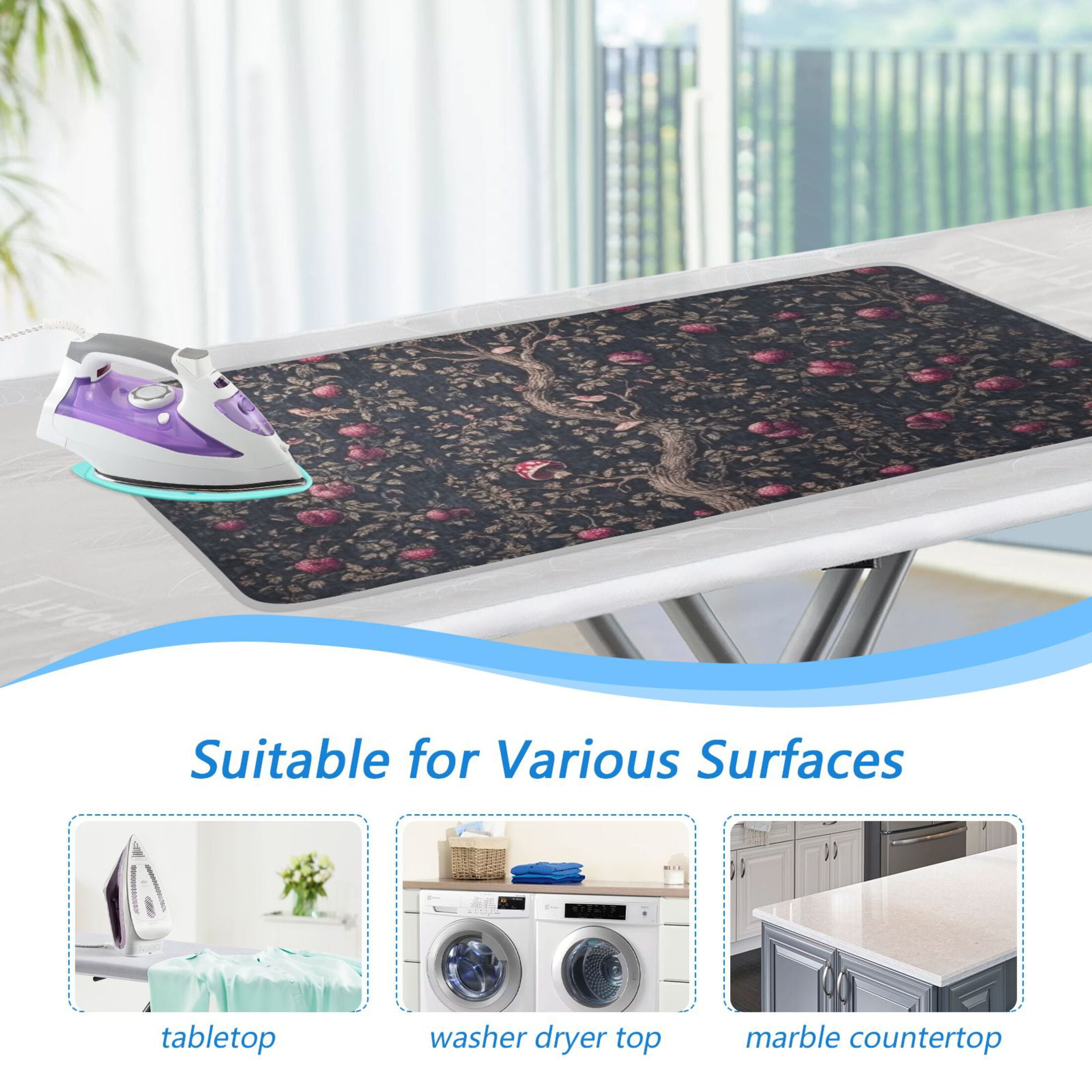 Vintage Apple Tree Print Ironing Mat Blanket for Table Top Travel Portable Ironing Board Pad 47.2x27.6 Inch