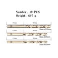 thumbnail image 4 of Juego de 19 brocas de cobalto, brocas de carburo M35 de 1,0 a 10 mm, broca helicoidal de cobalto al 5 %, HSS, métricas, como se muestra, como se muestra, 4 of 5