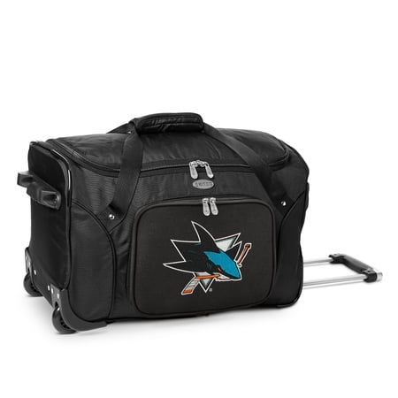 MOJO Black San Jose Sharks 22 2-Wheeled Duffel Bag MOJO Black San Jose Sharks 22 2-Wheeled Duffel Bag