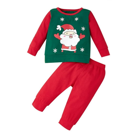 Otqutp Baby Bodysuits for Fall Winter Baby Boys Girls Cotton Print Autumn Christmas Long Sleeve Pants Pullover Sweatshirt Set Clothes 0-3 Years