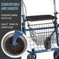 thumbnail image 5 of DMI Steel Rollator Walker with Padded Seat, Adjustable Handle Height, Removable Storage Basket, FSA and HSA Eligible, Handbrakes, Blue, 5 of 7