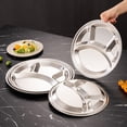 thumbnail image 4 of 1Pcs Plateau de Restauration Rapide Roti Canai à 4 Compartiments, Plateau de Restaurant Divisé, Plateau en Acier Inoxydable, Assiette, Plateau de Service pour Aliments 26 cm, 4 of 5