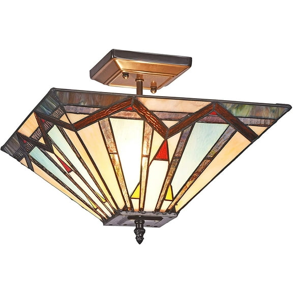 RADIANCE Goods Mission 2 Light Blackish Bronze Semi-Flush Ceiling Fixture 14" Wide