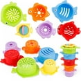 thumbnail image 1 of 6pcs Set Stacking Cups Baby Toy for Infants Toddlers Kids Small Rainbow Color Bath Stack-Up Cups with Under The Sea Animal Shapes and Drain Holes Stackable Nesting Cups for Water Games, 1 of 9