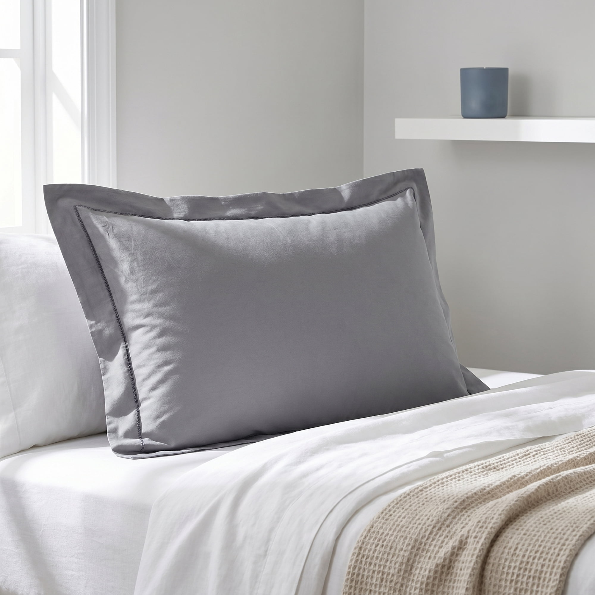 Unique Bargains 2 Pack Cotton Pillowcase Cooling Envelope Closure Bedding Queen Dark gray