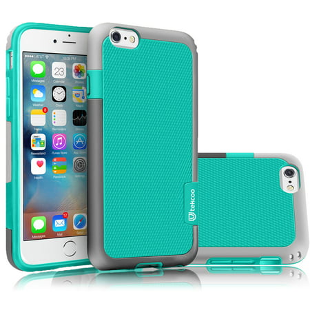 iPhone 6S Case, iPhone 6 Sturdy Case, Tekcoo [TLord Series] [Turquoise/Grey] iPhone 6 / 6S (4.7 INCH) Cases Shock Absorbing Hybrid Best Impact Defender Rugged Slim Protective Cute Bumper Cover (Best Protective Case For 6s)