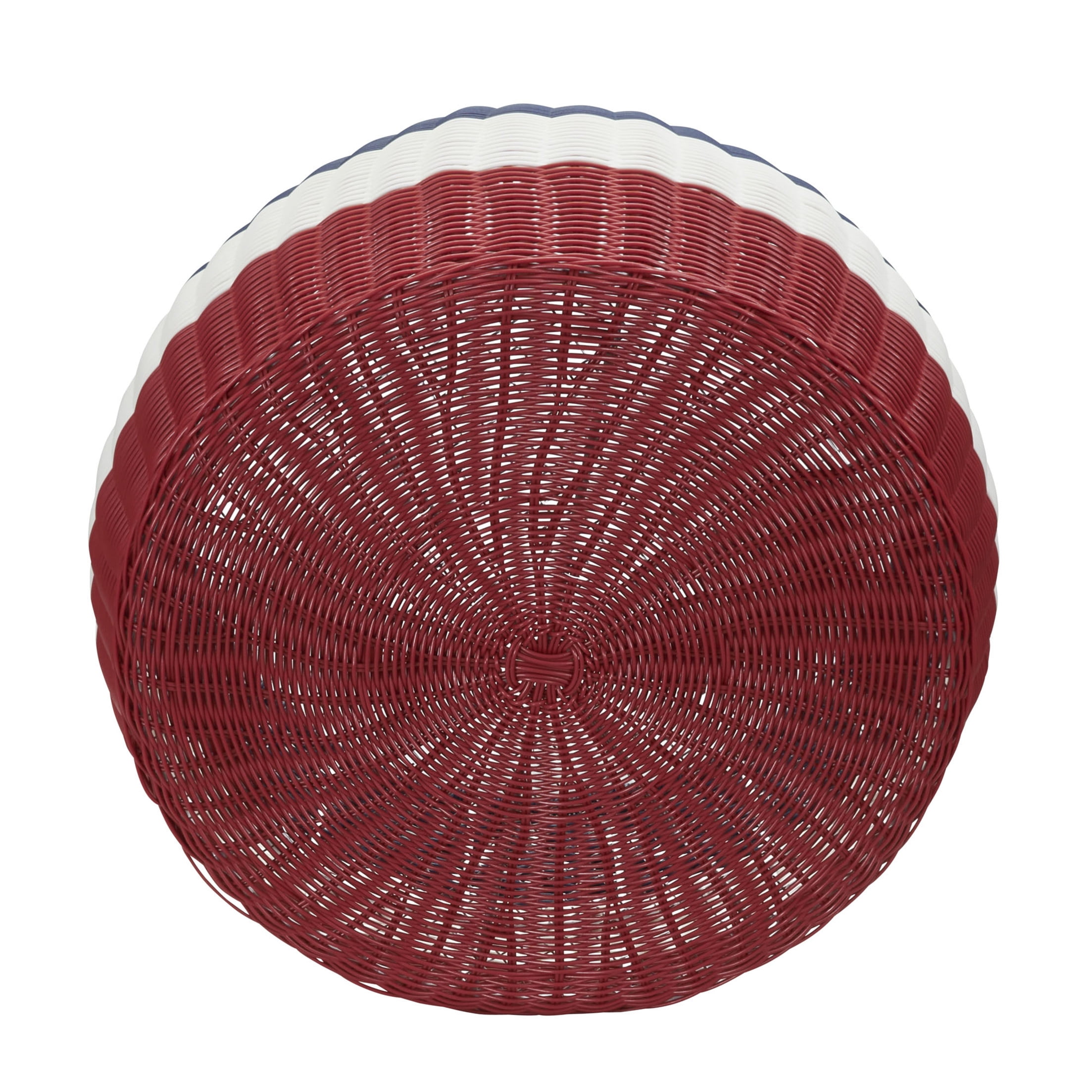 Household Essentials Handwoven Resin Ottoman Table, Red, White and Blue