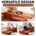thumbnail image 3 of TACTOW Boneless Sleeper Sofa,Corduroy Multifunctional Single Sofa Chair With 1pc Pillow for Living Room Bedroom Office,Orange, 3 of 8