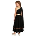 thumbnail image 2 of TiaoBug Kids Girls Roman Toga Dress One Shoulder Metallic Tunics Overlay Chiffon Shawls Maxi Gowns for Themed Parties Black 8, 2 of 5