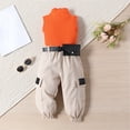 thumbnail image 3 of Hiiyo Infant Girls Outfits Sleeveless Ribbed Tank Top Cargo Pants with Belt, Sizes 12M-5T, 3 of 8