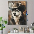 thumbnail image 4 of Qisvanset 12x16 Inch 2D Flat Framed Canvas Art, Cowboy Husky Dog Rustic Vintage Farmhouse Pet Portrait Country Wall Decor, 4 of 5