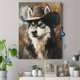 thumbnail image 4 of Qisvanset 12x16 Inch 2D Flat Framed Canvas Art, Cowboy Husky Dog Rustic Vintage Farmhouse Pet Portrait Country Wall Decor, 4 of 5