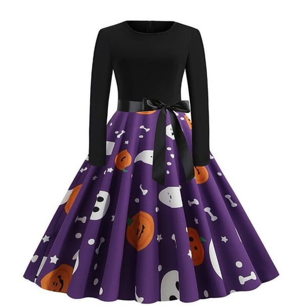 Accesorios de disfraz de Halloween para mujer, vestido de princesa de manga larga, elegante vestido de calabaza, vestido de fiesta Vintage para Festival