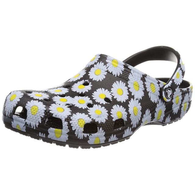 Zuecos Clásicos Estampados Florales Crocs Negro Margarita Talla 6 Mujer/4 Hombre