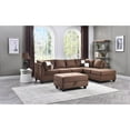 thumbnail image 2 of Passion Furniture Decorative Malone 111 In. Chocolate Suede 4-Seater Sectional Sofa With 2-Throw Pillow, 2 of 5
