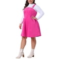 thumbnail image 4 of Vestido corto de tirantes de pana de talla grande Agnes Orinda con bolsillo 2X rosa intenso, 4 of 5