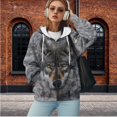 thumbnail image 2 of Uorisanigo Gray Wolf Womens Full Zip Up Hoodies Casual Warm Long Sleeve Hooded Sweatshirts Size XS Slight Stretch Oversized Fall Trendy Outfits, 2 of 7