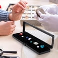 thumbnail image 6 of Loose Diamond Display Box Black Gemstone Display Case Stainless Steel Gem Storage Container Rectangle Jewelry Organizer with Transparent Window for Gems Display and Gift 7.8x1.9x0.65 in, 6 of 6
