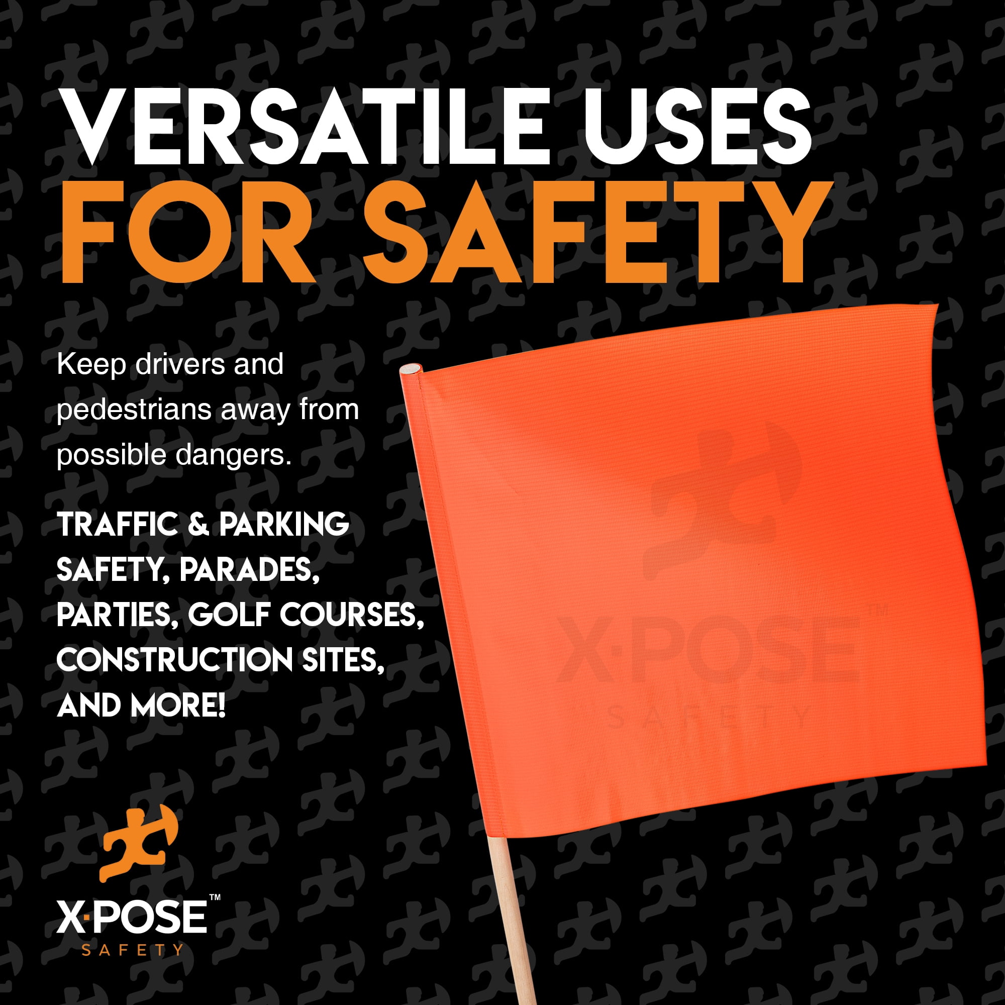 Orange Safety Flags - 18" x 18" Orange Warning Flag Pack of 12 - Square Safety Flag - Oversize Signs and Flags - Wide Load Flags - Caution Flags for Roof - Oversized Load Flag