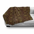 thumbnail image 3 of Paisley Soft Flannel Fleece Throw Blanket, Oriental Damask Leaves Middle Age Ottoman Art Inspired Boho Design, Cozy Plush for Indoor and Outdoor Use, 50" x 70", Redwood and Amber, by Ambesonne, 3 of 6