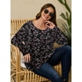 thumbnail image 6 of LARACE Womens Plus Size Long Sleeve Tops Tunic Tops Casual Floral Henley Shirts A-Black40 1X, 6 of 7