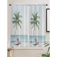 thumbnail image 5 of Coastal Beach Bathroom Window Curtain, Summer Palm Tree Nautical Ocean Seaside Light Filtering Coffee Kitchen Curtains, Bedroom Living Room Curtains 2 Panel 84"x63", 5 of 6