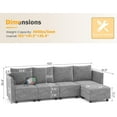 thumbnail image 3 of Apicizonhome Modular Sectional Sofa, Modern Chenille Sofa Set with USB Charging Ports, 5 Seats L Shaped Couch with Lagre Storage, Comfy Convertible Couches with Chaise for Living Room, Light Grey, 3 of 8