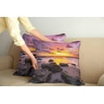 thumbnail image 2 of Ambesonne Tropical Throw Pillow Cover 2 Pack, Sunset Idyllic Beach, 18", Mauve Salmon Lilac, 2 of 7