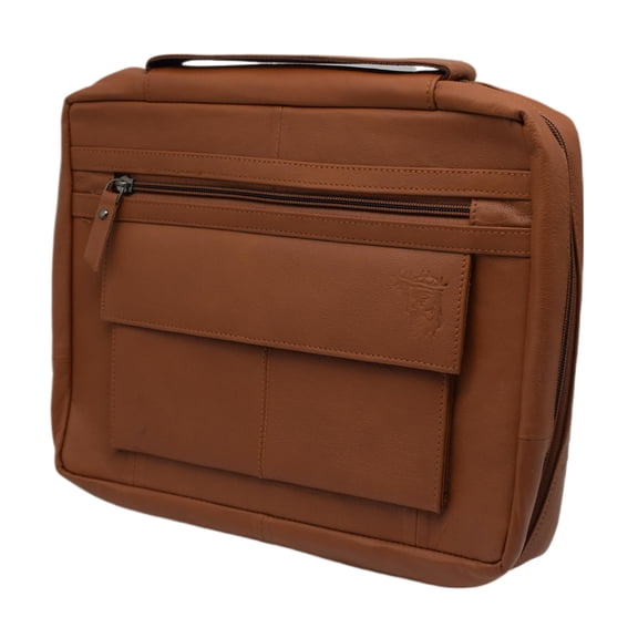 Large Cross Bible Book Cover Genuine Leather with Handle Jesus Face