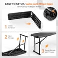 thumbnail image 6 of 6 Foot Plastic Folding Bench, Durable Steel Frame with Handle, Multi Purpose for Dining Room Cafe Commercial Outdoor Indoor Gatherings, Black, 6 of 6