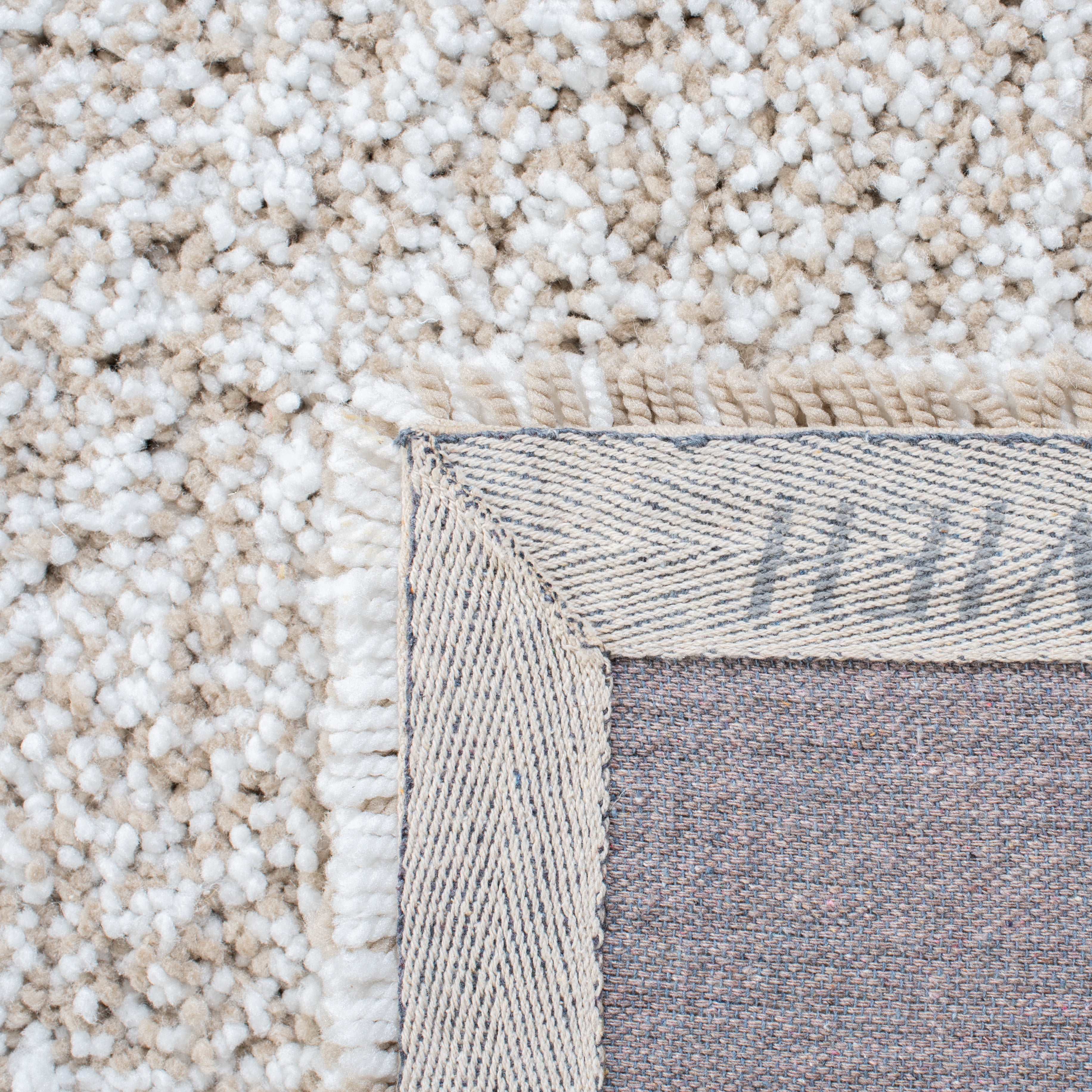 Safavieh Ultimate Atanas Solid Polyester Shag Area Rug, Sand/Ivory, 6' x 9'
