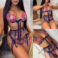 thumbnail image 5 of Gibobby Ropa interior mujer Conjunto de sujetadores sexy súper push-up para mujer, lencería transparente, brasier de encaje y bragas a juego para mujer(Azul, 3XG), 5 of 5