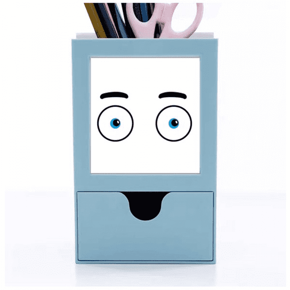 Leer Shock Startle Eyes Desk Supplies Organizer Pen Holder Card
